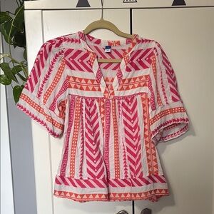 Old Navy pink and White Short Sleeve Blouse